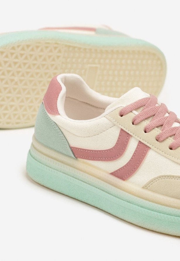 Jasnożółte Sneakersy Typu Kultowe Tenisówki na Niskiej Platformie Olritia