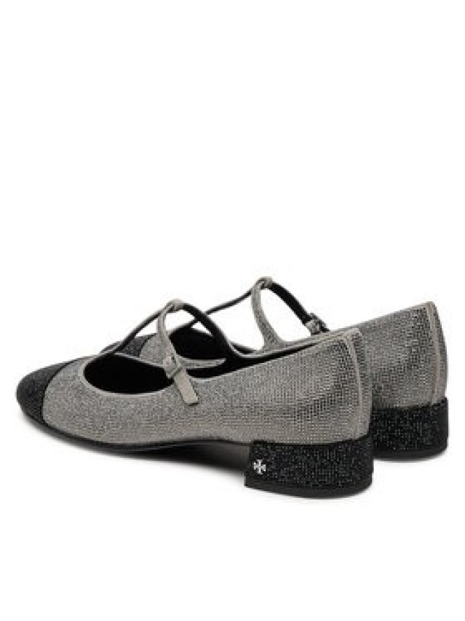 Tory Burch Baleriny Cap-Toe T-Strap Pave Heeled 159830 Srebrny