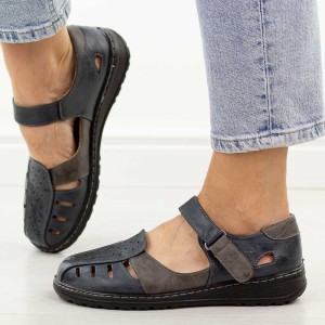 Granatowe zakryte sandały damskie Unisoft 9955