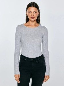 Bluzka damska z długim rękawem szara Classic 991