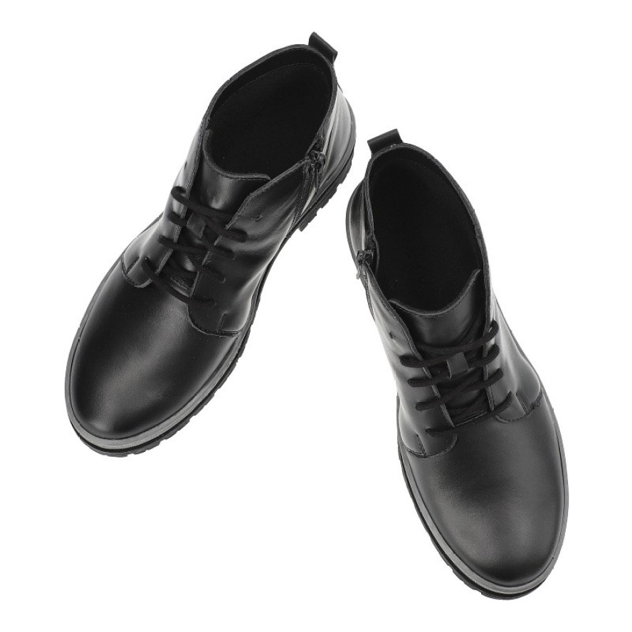 Czarne Botki Wasak Stylowe Obuwie Damskie Ze Skóry Naturalnej