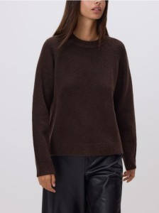 Sweter z domieszką wełny - ciemnobrązowy