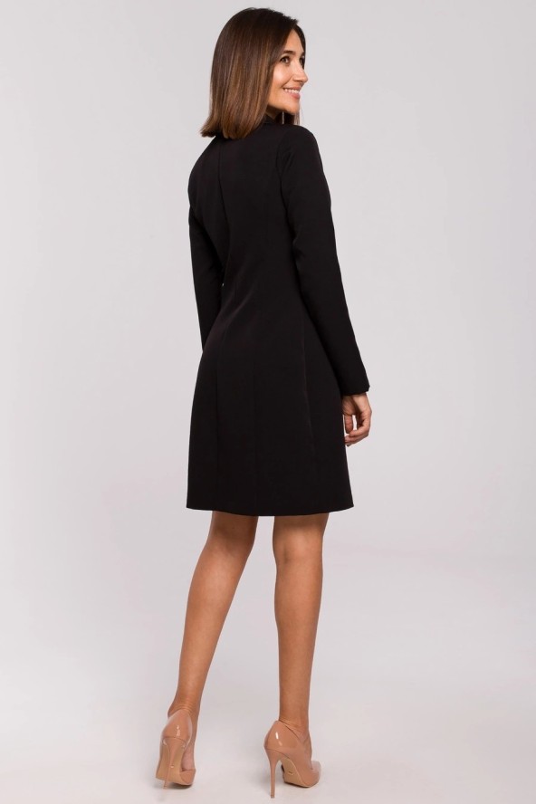 Elegancka sukienka marynarka biznesowa z kołnierzem do pracy czarna