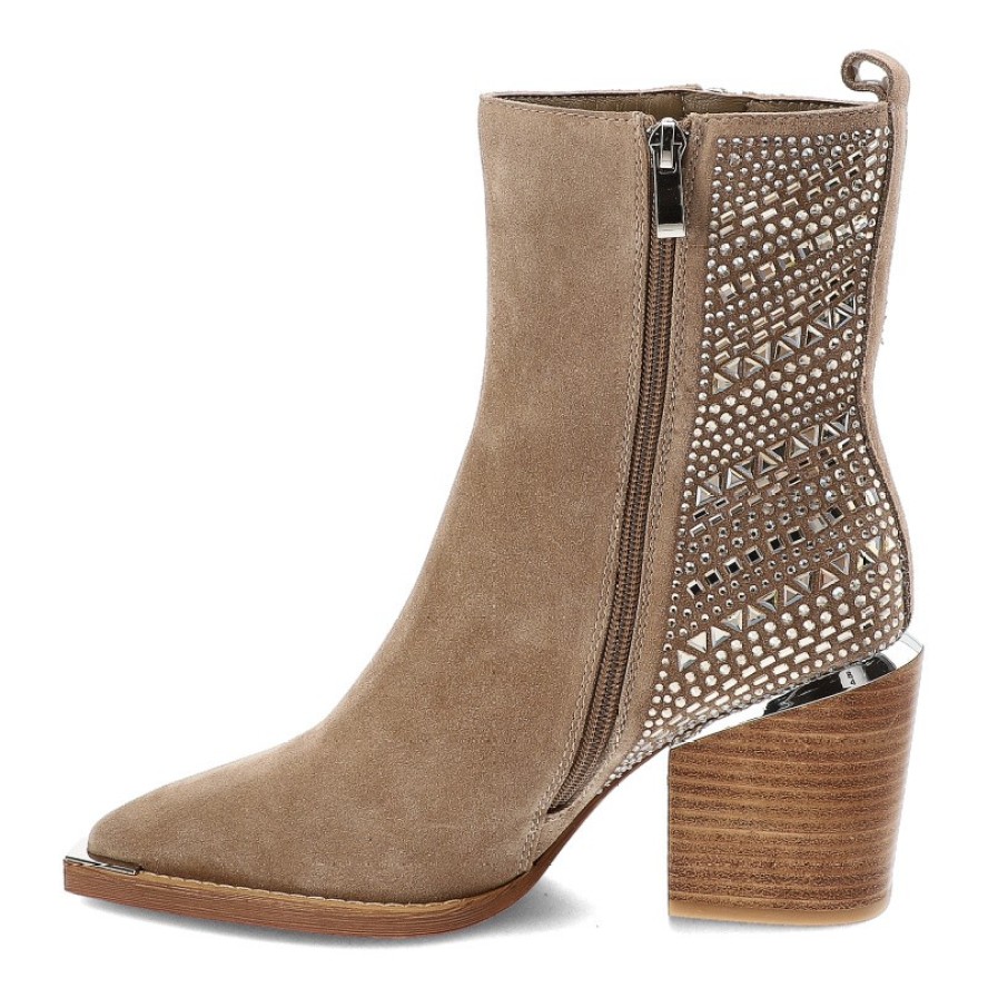Beżowe Botki Alma En Pena Eleganckie Kowbojki Damskie