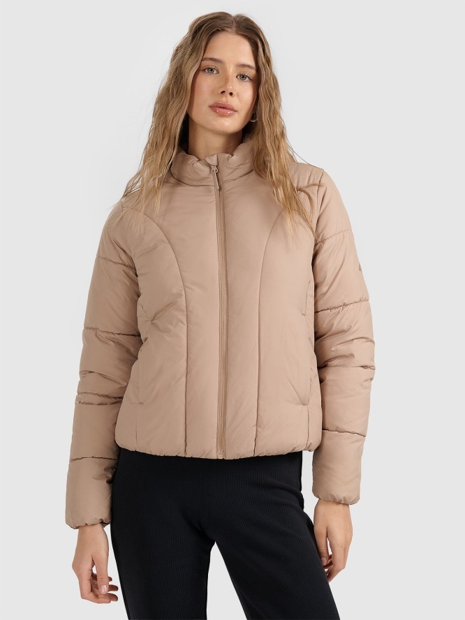 4F Kurtka puchowa z wypełnieniem syntetycznym damska - beżowa XXL