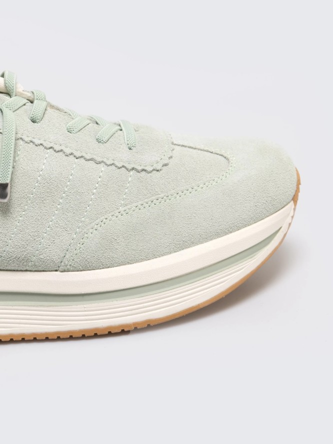 Sneakersy damskie ze skóry naturalnej pistacjowe RR274A350 300