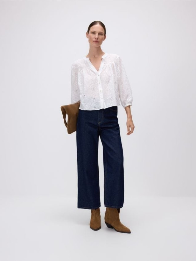 Koszula z ażurowym wzorem - złamana biel