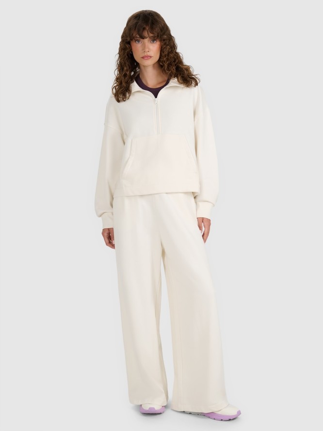 4F Bluza dresowa nierozpinana bez kaptura damska - beżowa XL