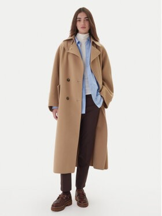 Weekend Max Mara Płaszcz wełniany Cadine 2525016022 Beżowy Regular Fit