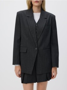 Marynarka w prążek z wiskozą - ciemnoszary