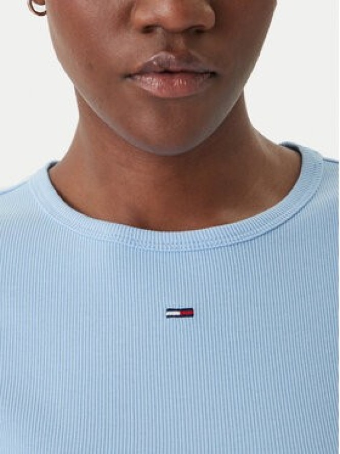 Tommy Jeans T-Shirt Essential DW0DW17383 Błękitny Slim Fit