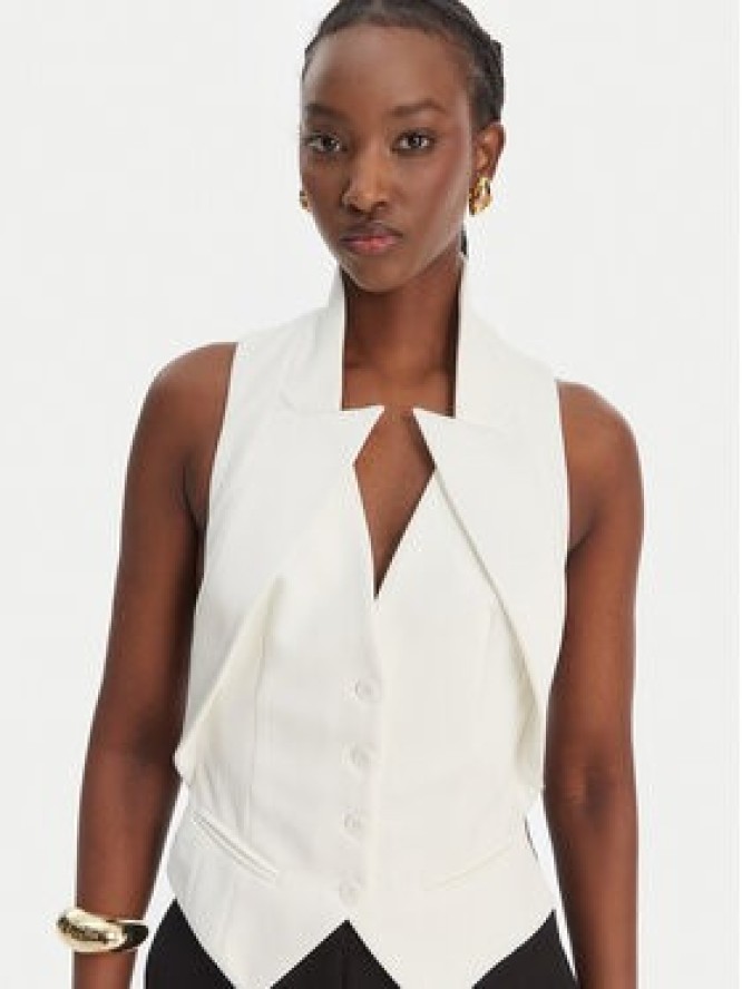 Elisabetta Franchi Kamizelka GL-003-61E2-V290 Biały Regular Fit