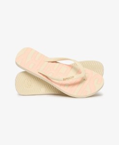 superdry Klapki Core Logo z gumy – RICE WHITE/CORAL