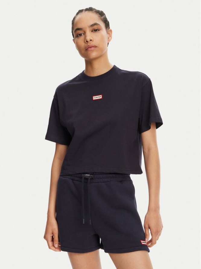 Hunter T-Shirt Leona HARW0070251 Granatowy Boxy Fit