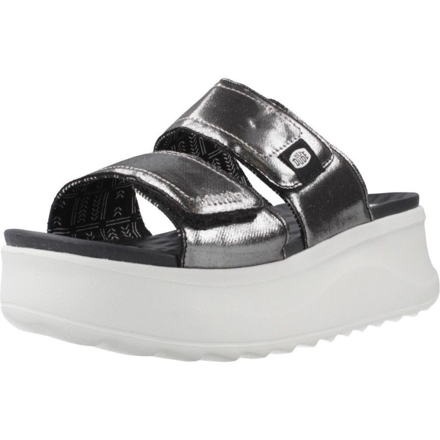 Sandały HEY DUDE DELRAY SLIDE CLASSIC Srebrny