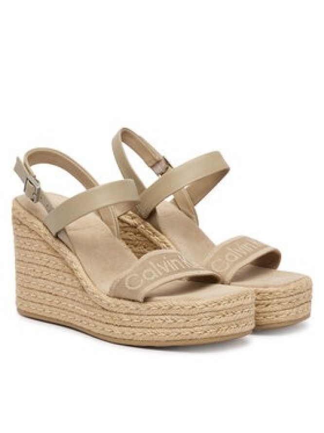Calvin Klein Espadryle Wedge Espad 70 Webbing Lth HW0HW02901 Beżowy