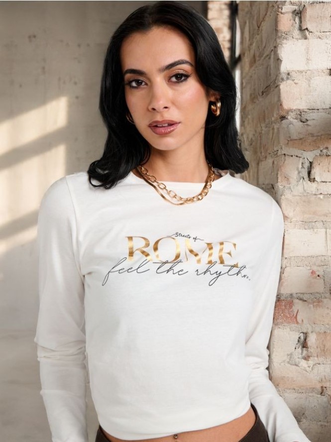 Koszulka z długimi rękawami - kremowy