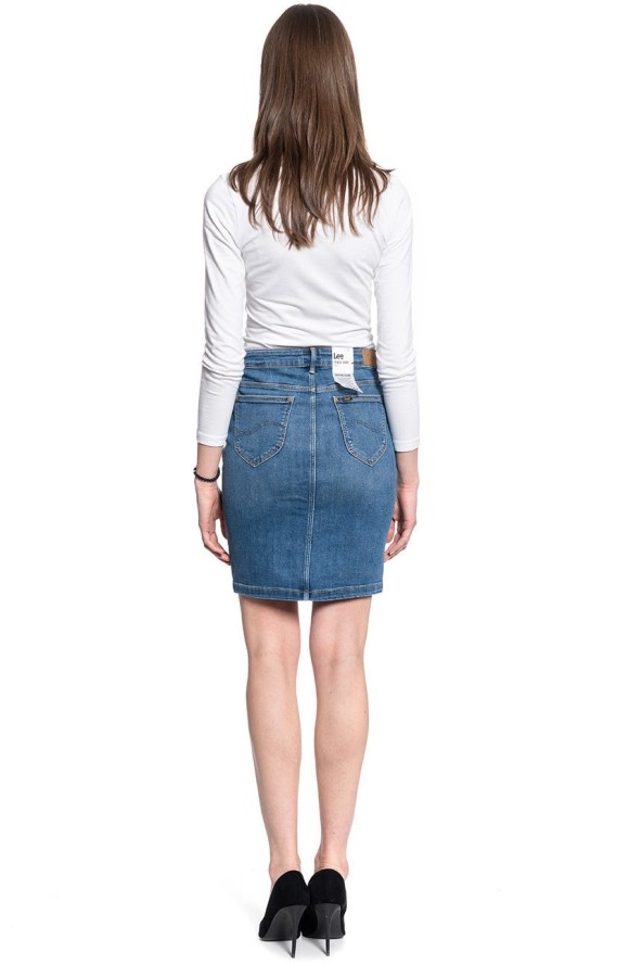 LEE Pencil Skirt DAMSKA SPÓDNICA JEANSOWA MID WORN MARTHA L38GQDTO 112108194