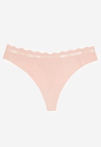 Różowe Bawełniane Majtki Stringi z Prążkowanego Materiału Sesivia