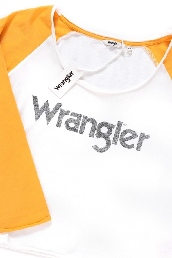 WRANGLER T SHIRT DAMSKI RAGLAN CROP LS TEE WHITE W718CF912 112130920