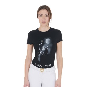 Slim fit damska koszulka z nadrukiem księżycowym