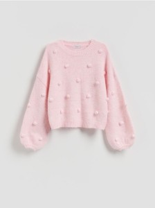 Sweter z ozdobnymi aplikacjami - różowy