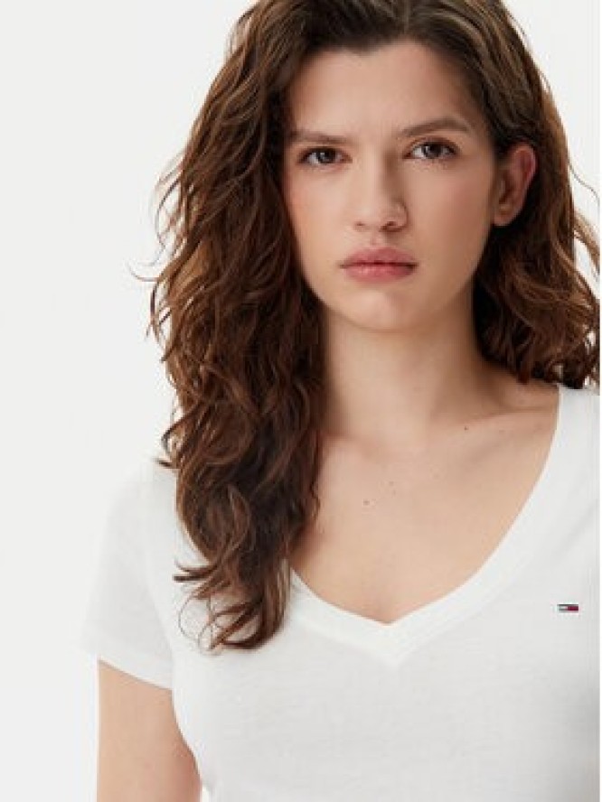 Tommy Jeans T-Shirt DW0DW20458 Biały Slim Fit