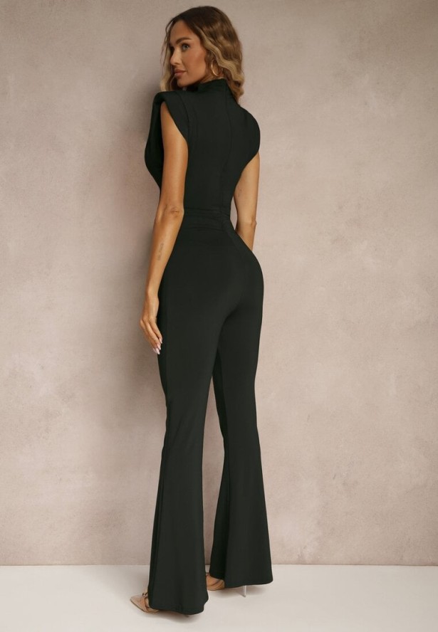 Czarny Kombinezon Flare z Usztywnionymi Ramionami Milindea