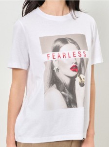 Bawełniana koszulka z nadrukiem - biały