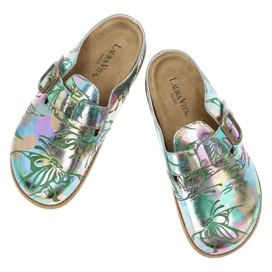 Kolorowe Klapki Laura Vita Eleganckie Obuwie Damskie