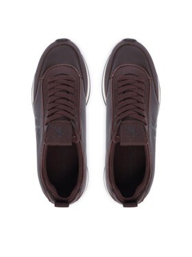 Calvin Klein Sneakersy Retro Runner Sock Panl Lth Neo HW0HW03118 Bordowy