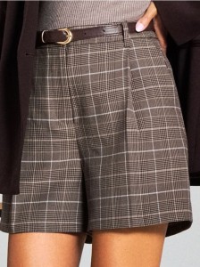 Szorty paperbag w kratę - wielobarwny