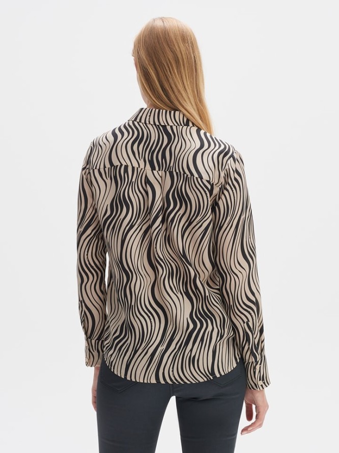 OPUS Bluzka "Falkine" w kolorze beżowo-czarnym rozmiar: 44