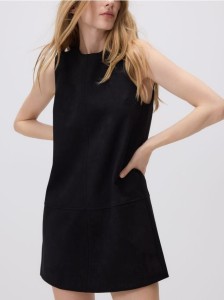 Sukienka mini z imitacji zamszu - czarny