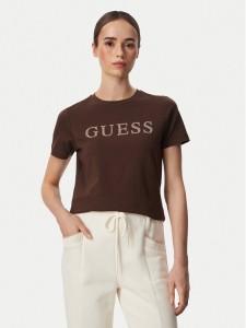 Guess T-Shirt V6RI20 J1314 Brązowy Regular Fit