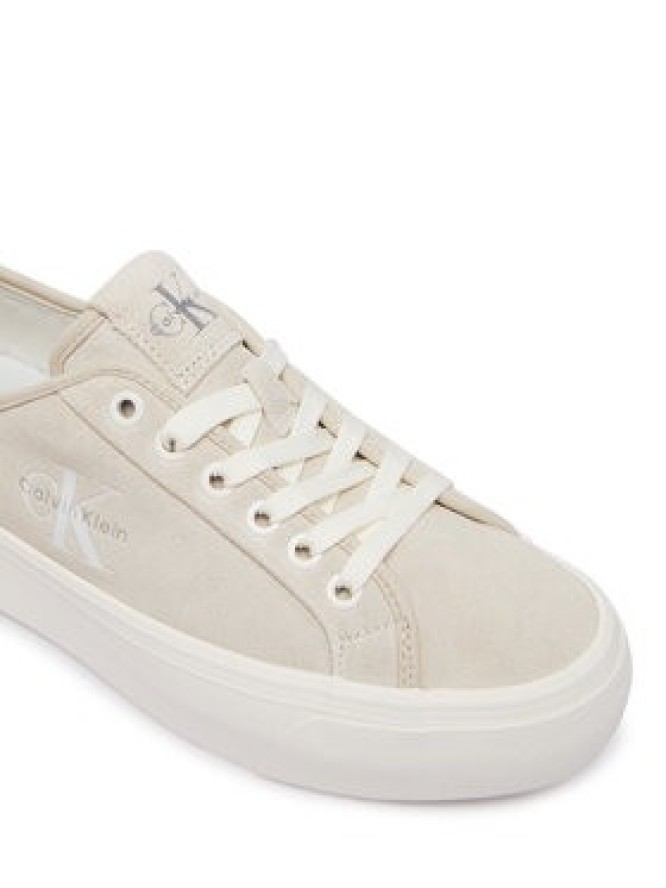 Calvin Klein Sneakersy Vulc Flatf Laceup Suede HW0HW03088 Beżowy