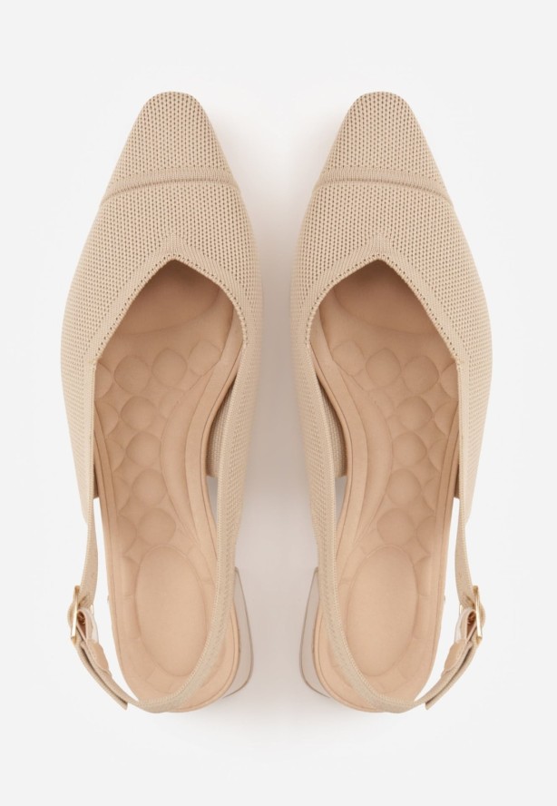 Ciemnobeżowe Czółenka VICES Soft Fit Slingback na Lakierowanym Słupku z Elastyczną Cholewką Comfort Coromenis