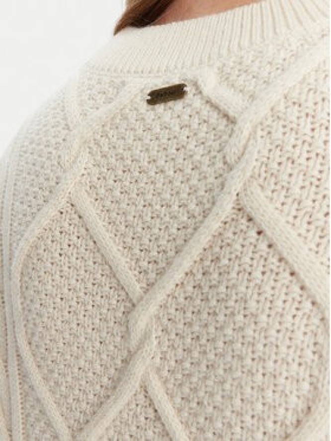 Barbour Sweter Burne Crew LKN1572WH51 Écru Regular Fit