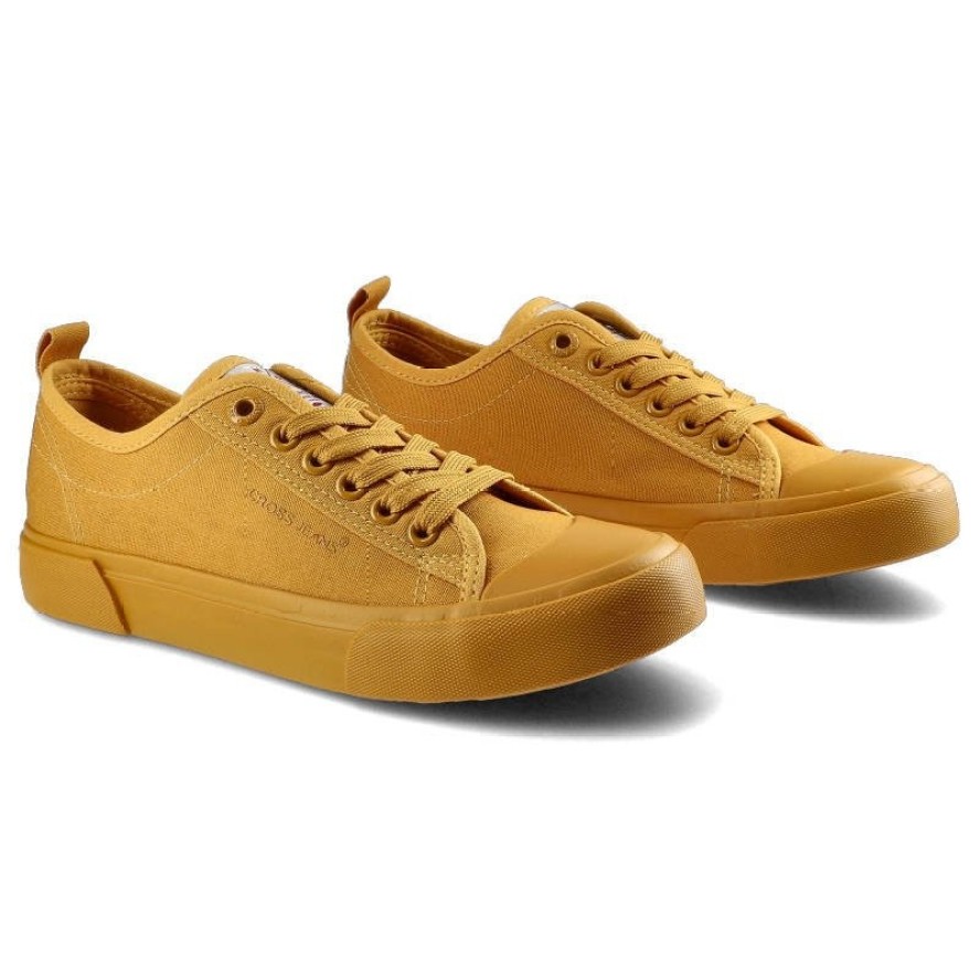 Trampki damskie Cross Jeans, sznurowany fason niska cholewka cholewka z wytrzymałego materiału tekstylnego klasyczny gumowy nosek płaska elastyczna p