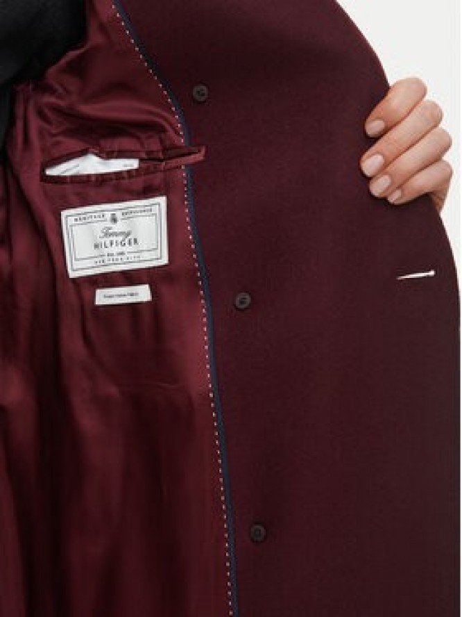 Tommy Hilfiger Płaszcz wełniany Classic WW0WW51525 Bordowy Regular Fit