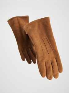 Zamszowe rękawiczki - brązowy
