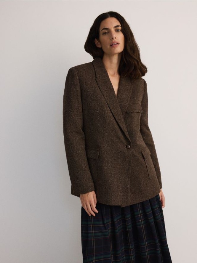 Melanżowa marynarka z wełną - wielobarwny