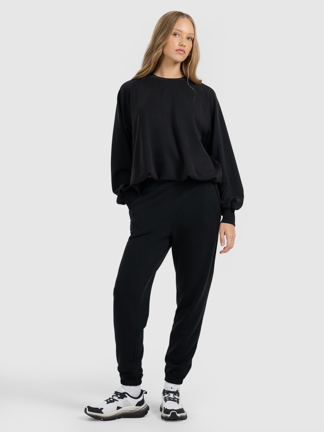 4F Bluza dresowa nierozpinana z modalem damska - czarna S