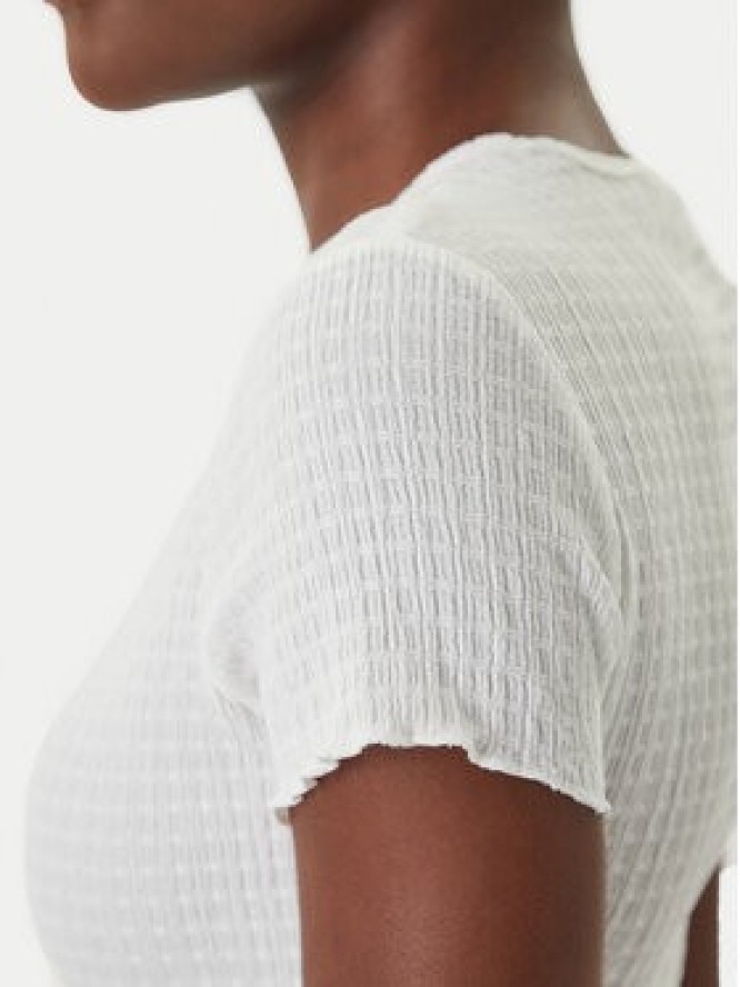 Tommy Jeans T-Shirt Smock Seersucker DW0DW22219 Biały Slim Fit