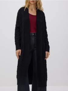 Długi kardigan z wiskozą - czarny
