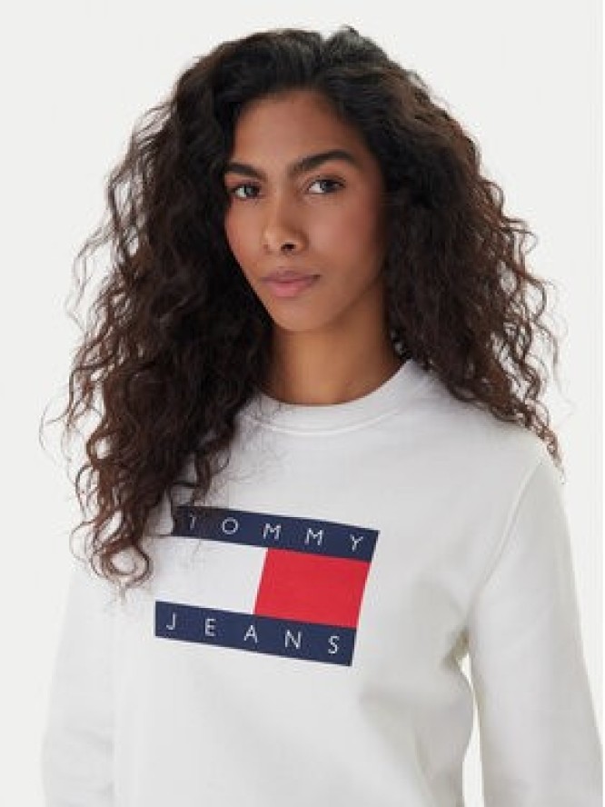 Tommy Jeans Bluza Flag DW0DW22564 Écru Regular Fit