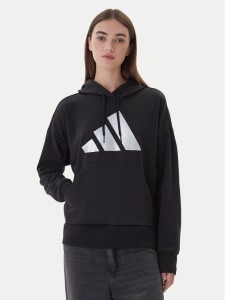 adidas Bluza Holiday Metallic Graphic JV8526 Czarny Regular Fit