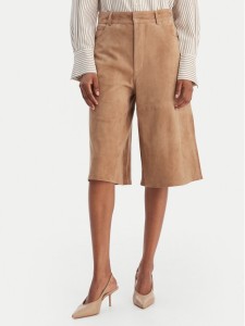 Marella Szorty skórzane Scoglio 2613431021 Beżowy Relaxed Fit