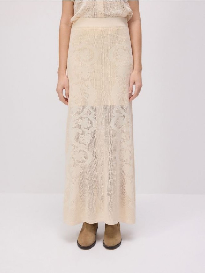 Ażurowa spódnica maxi - złamana biel