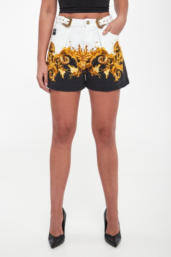 Szorty damskie jeansowe z klamrami VERSACE JEANS COUTURE